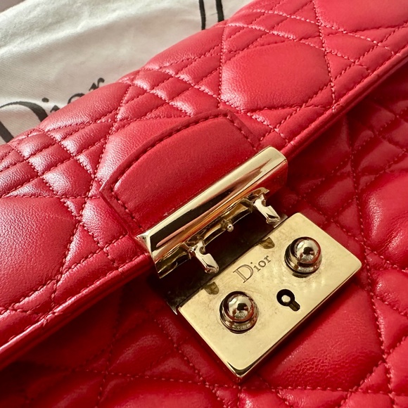 Lambskin Cannage Miss Dior Promenade Pouch in Red with free COA. - Picture 4 of 6